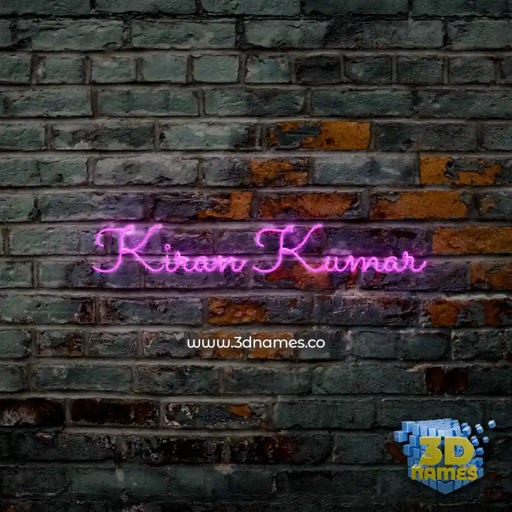 kiran kumar in Pink Neon style - 3D name wallpaper