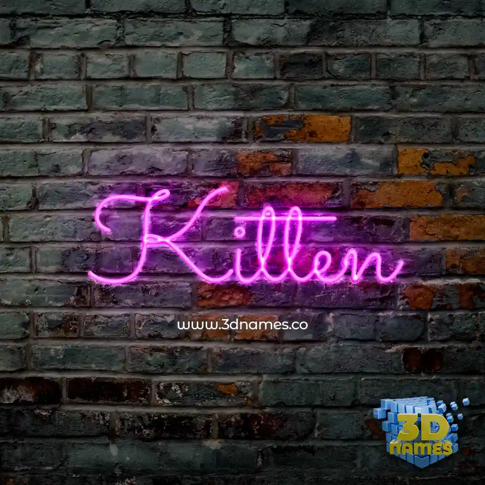 kitten in Pink Neon style - 3D name wallpaper