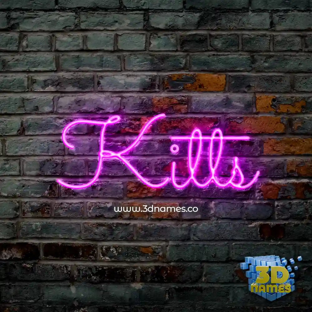 kitts in Pink Neon style - 3D name wallpaper