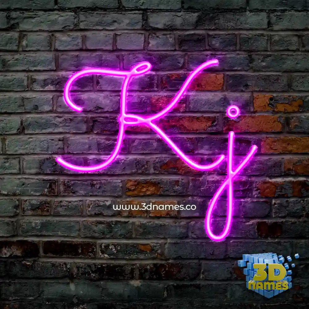 kj in Pink Neon style - 3D name wallpaper