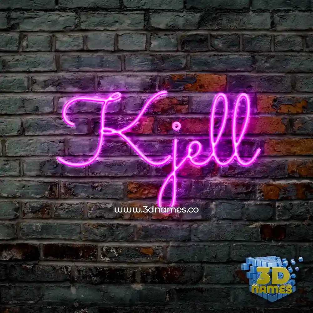 kjell in Pink Neon style - 3D name wallpaper