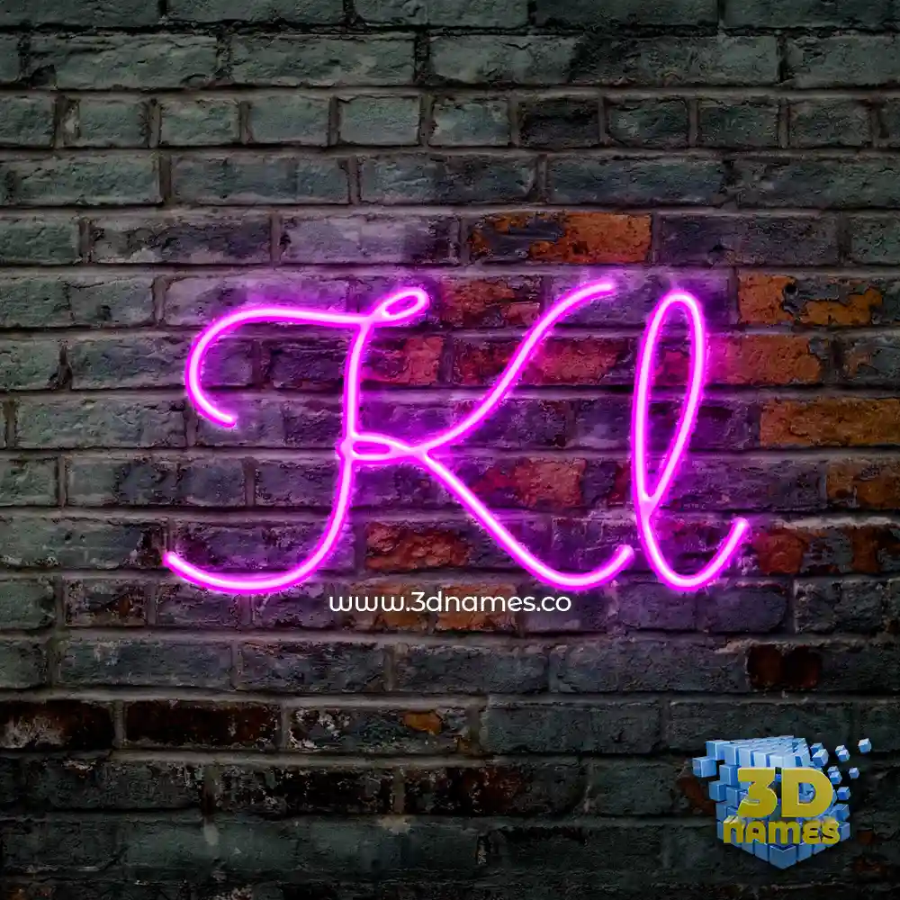 kl in Pink Neon style - 3D name wallpaper