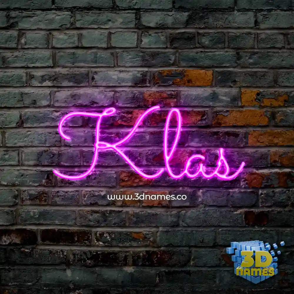klas in Pink Neon style - 3D name wallpaper