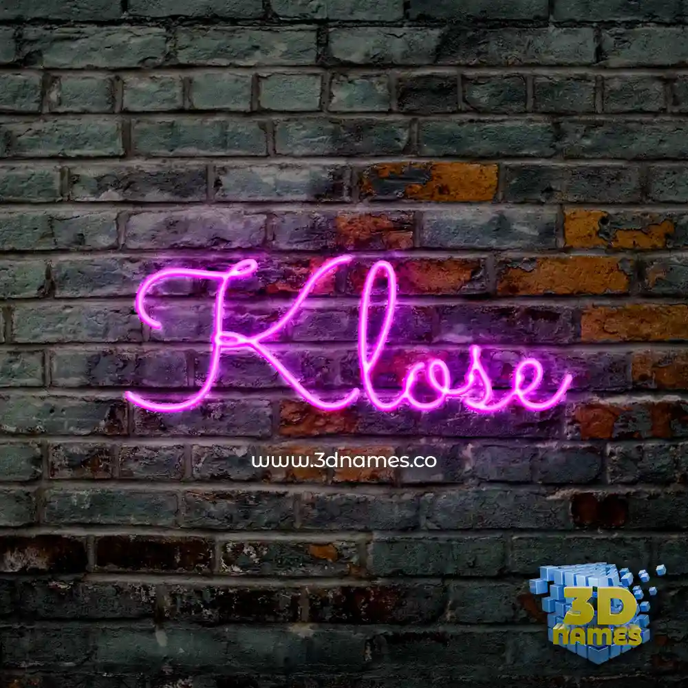 klose in Pink Neon style - 3D name wallpaper