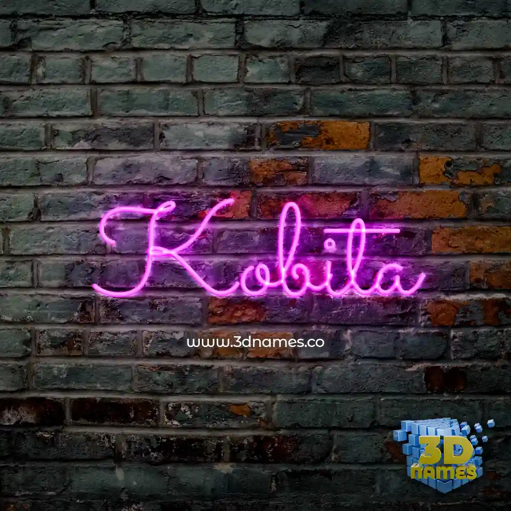 kobita in Pink Neon style - 3D name wallpaper