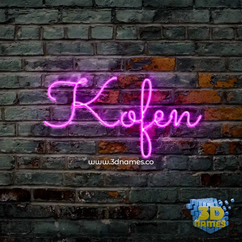 kofen in Pink Neon style - 3D name wallpaper
