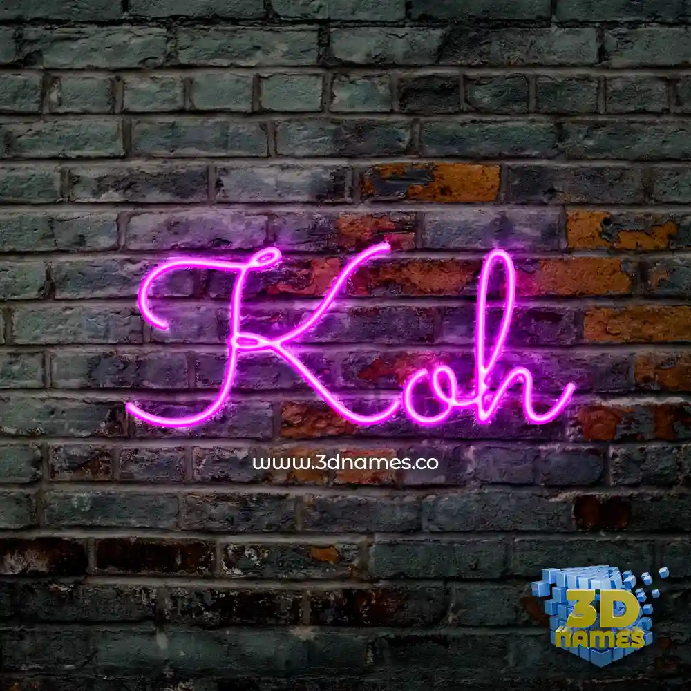 koh in Pink Neon style - 3D name wallpaper