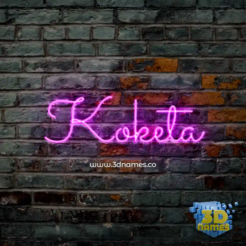 koketa in Pink Neon style - 3D name wallpaper