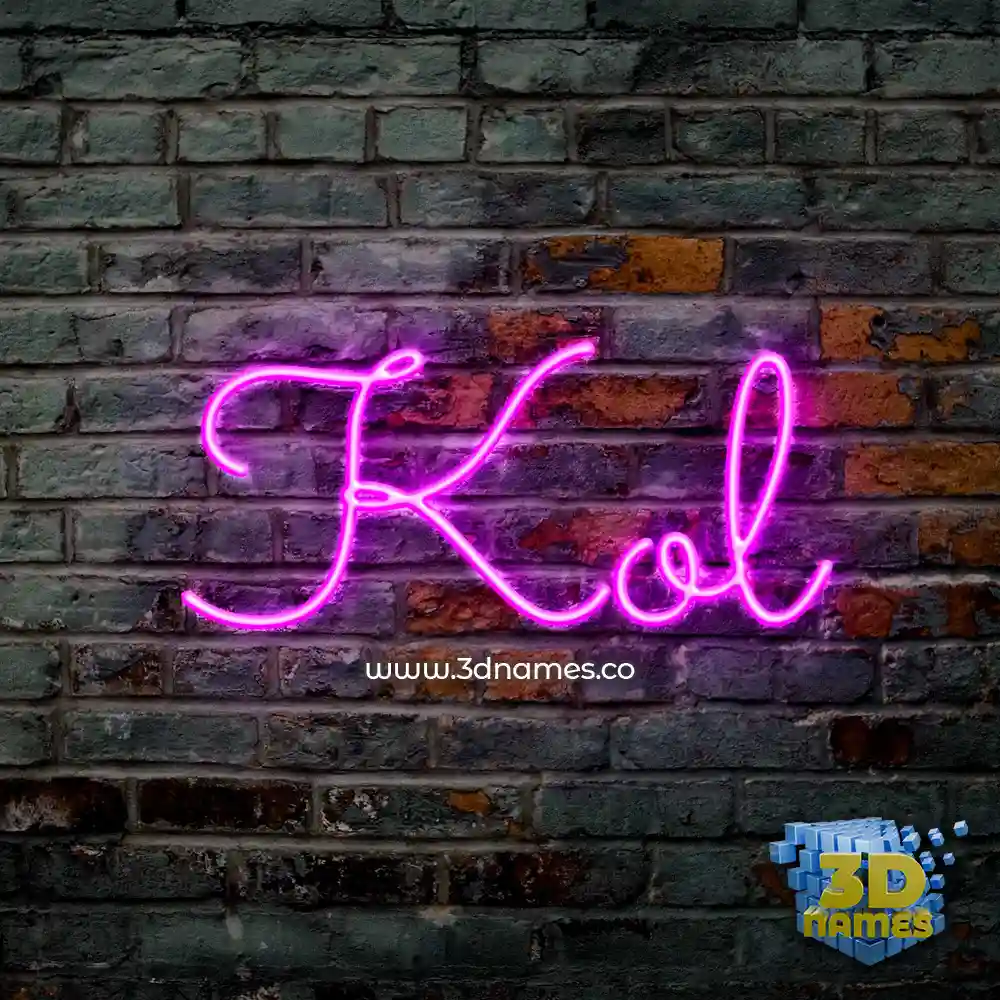 kol in Pink Neon style - 3D name wallpaper