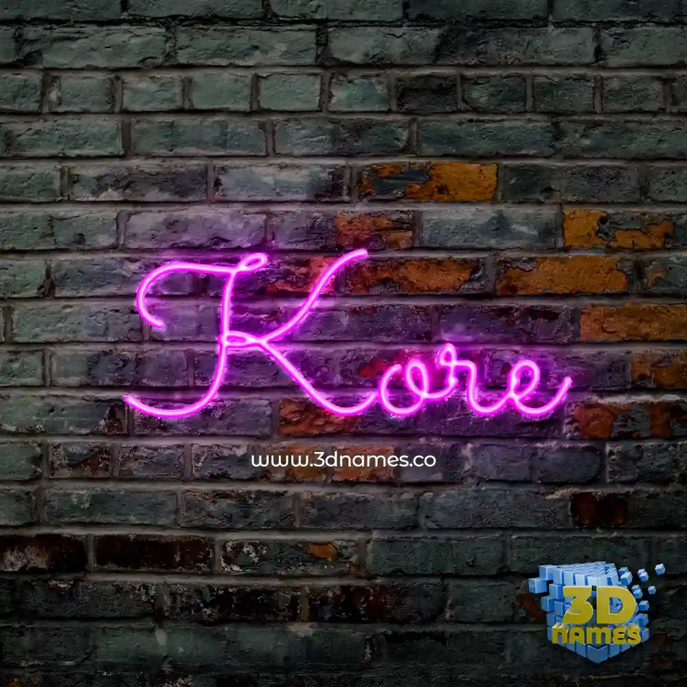 kore in Pink Neon style - 3D name wallpaper