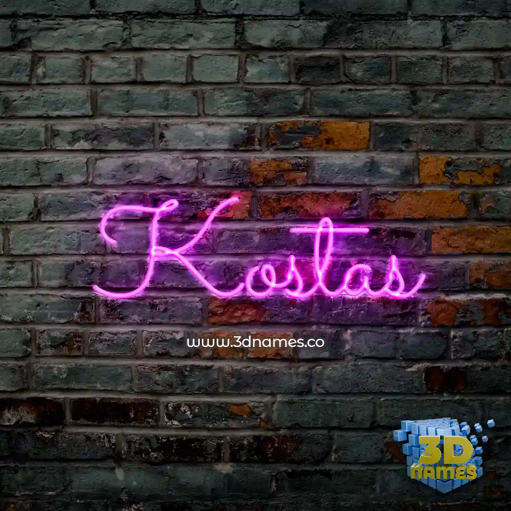 kostas in Pink Neon style - 3D name wallpaper