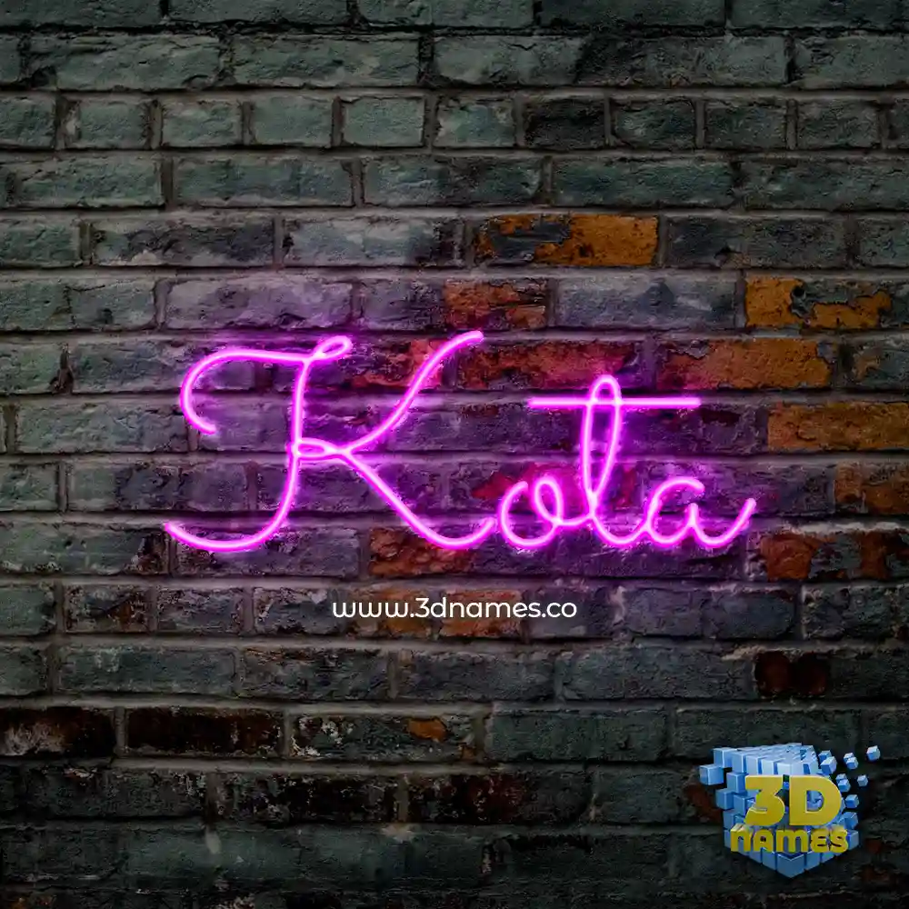 kota in Pink Neon style - 3D name wallpaper