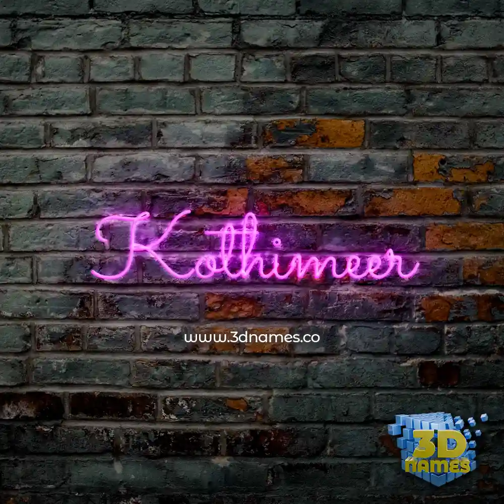 kothimeer in Pink Neon style - 3D name wallpaper