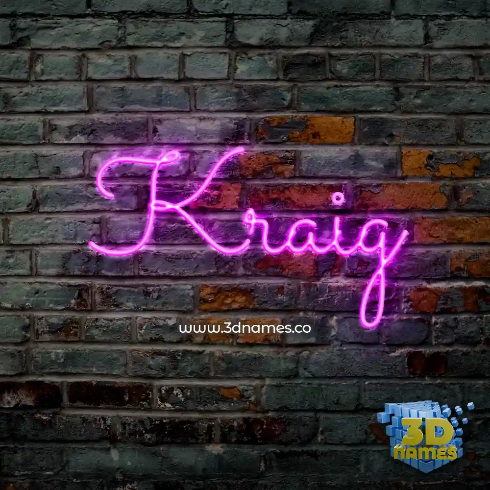 kraig in Pink Neon style - 3D name wallpaper