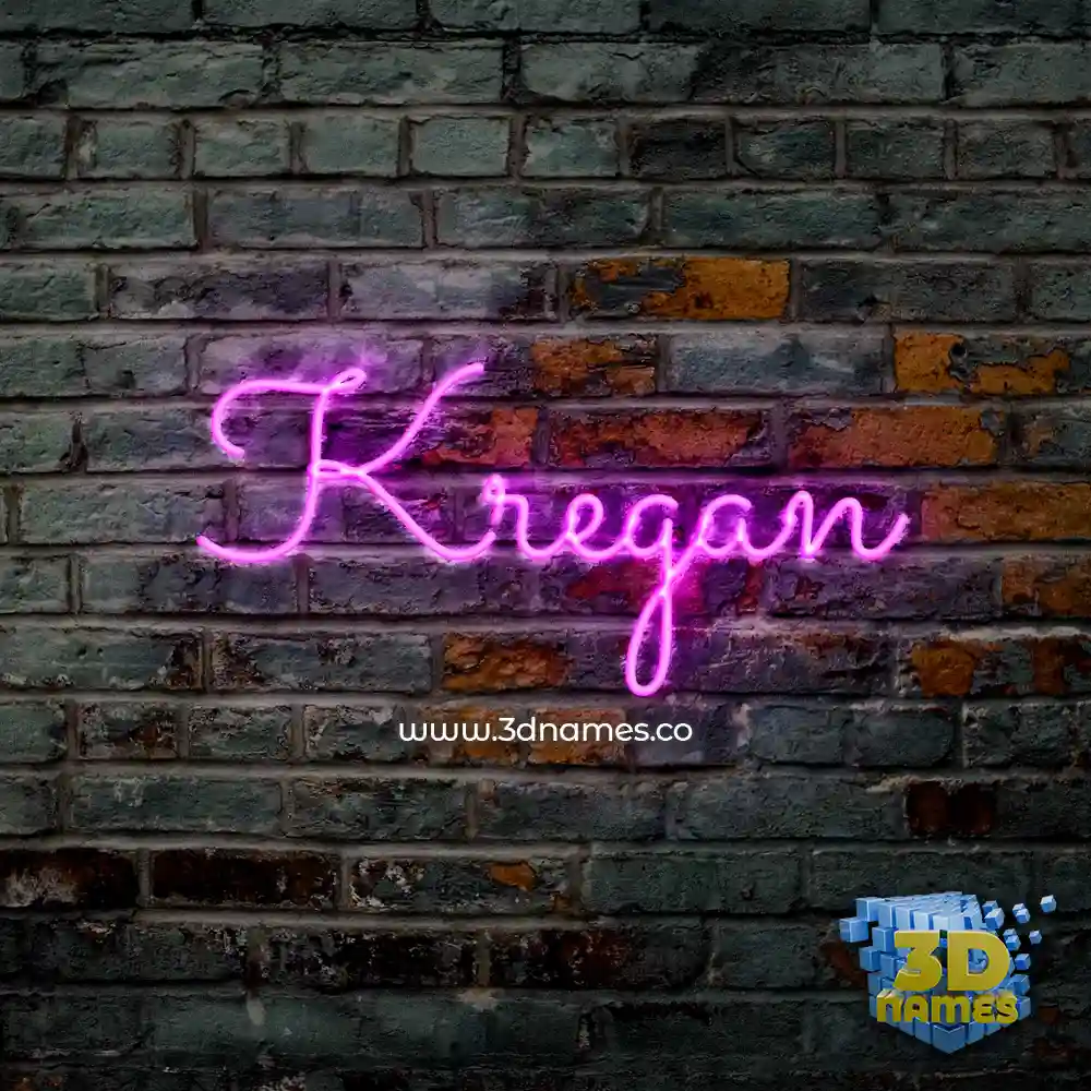 kregan in Pink Neon style - 3D name wallpaper