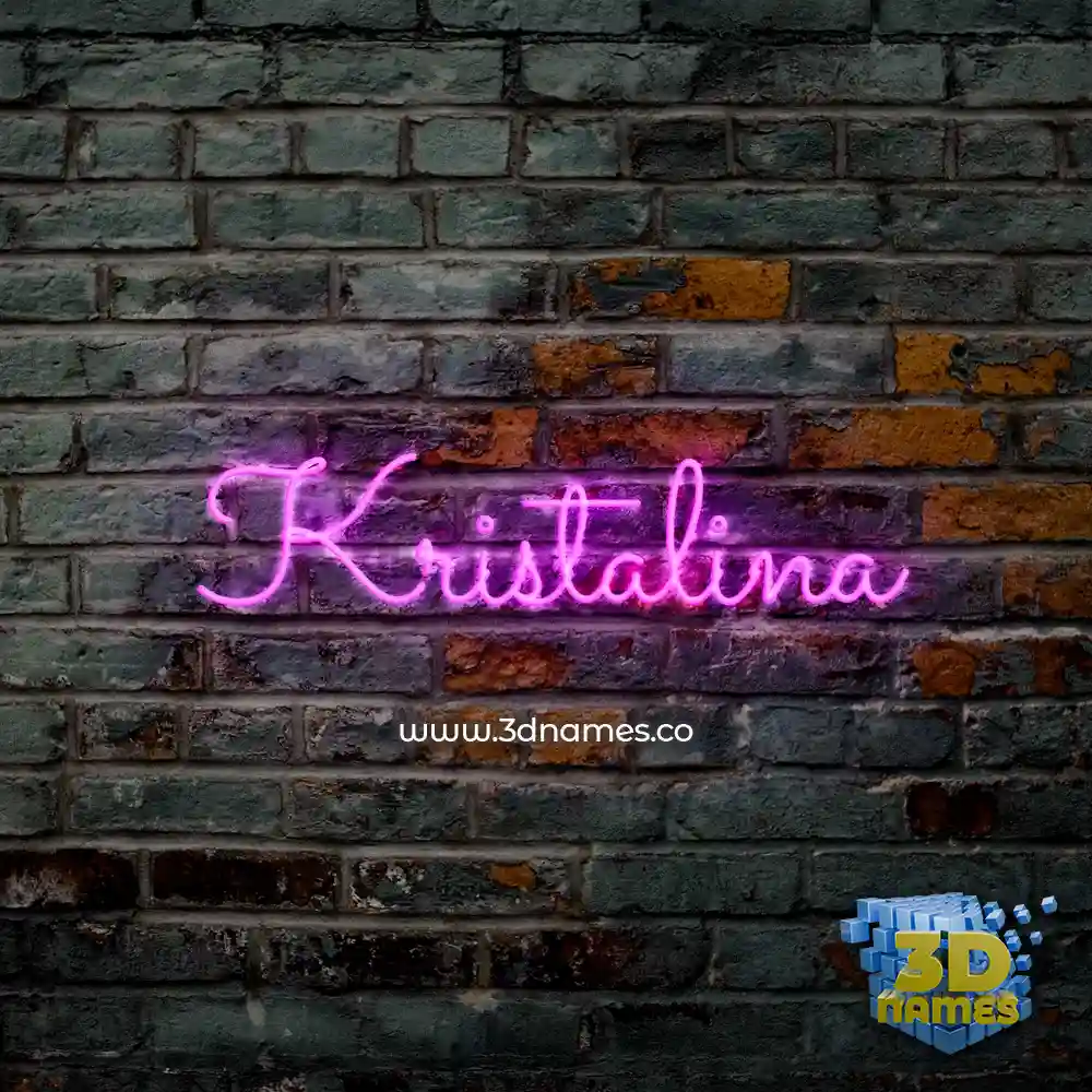 kristalina in Pink Neon style - 3D name wallpaper