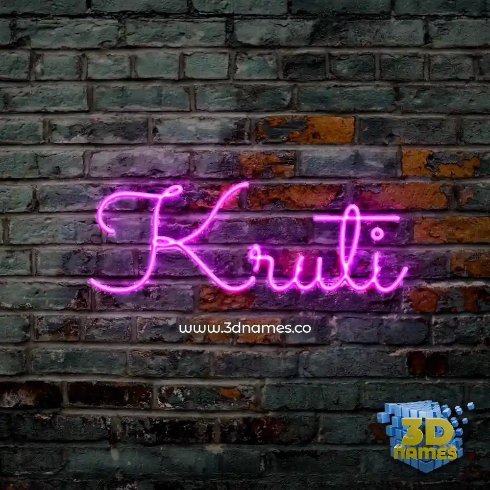 kruti in Pink Neon style - 3D name wallpaper