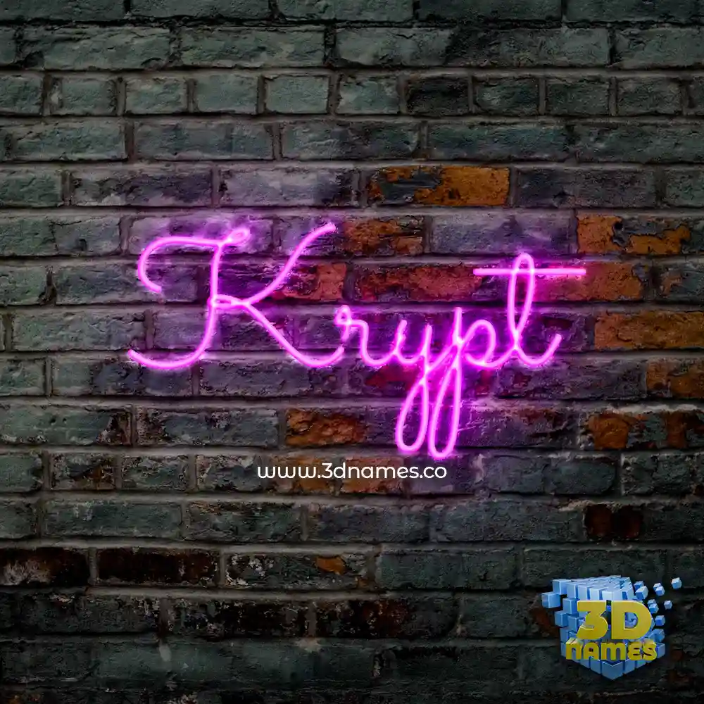 krypt in Pink Neon style - 3D name wallpaper