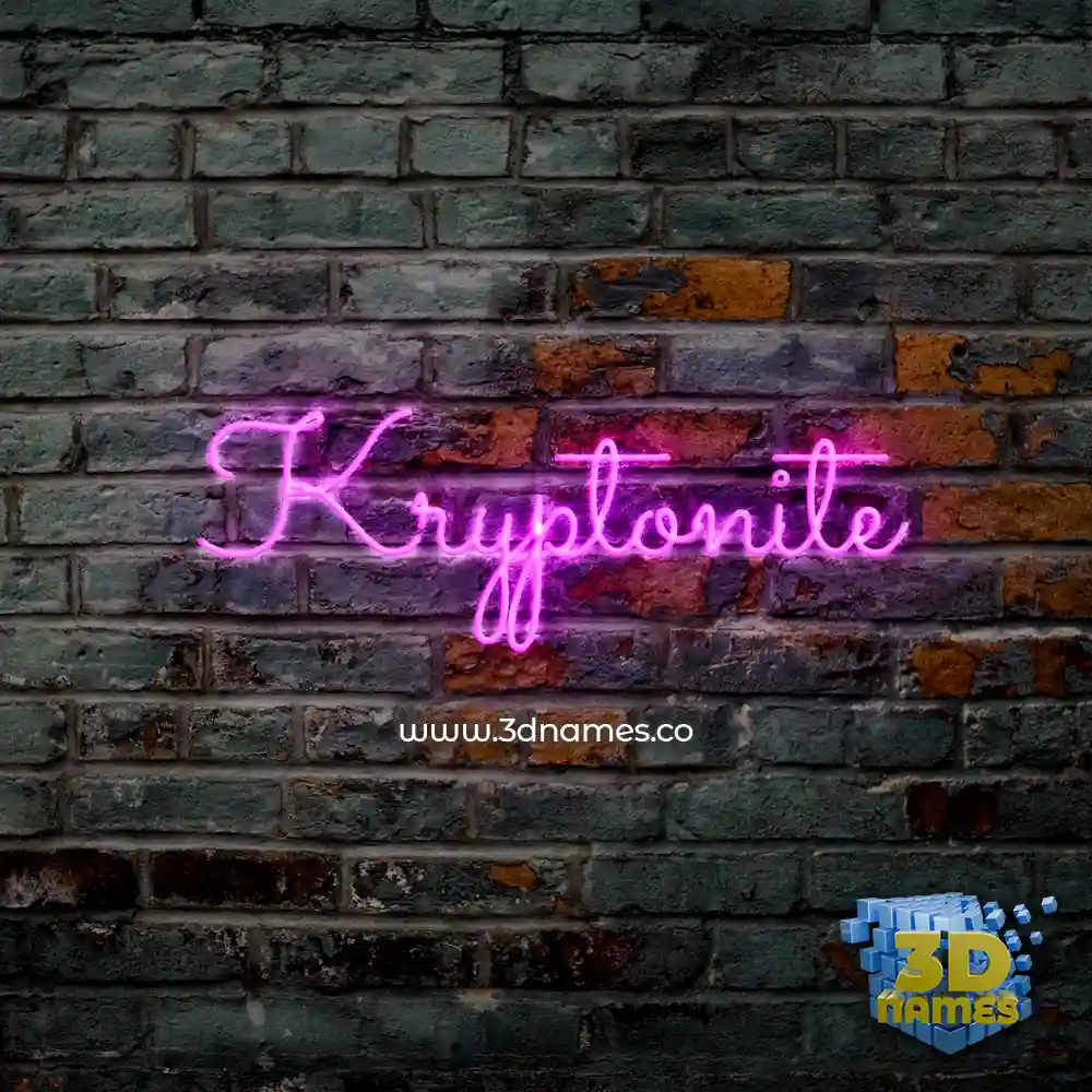 kryptonite in Pink Neon style - 3D name wallpaper