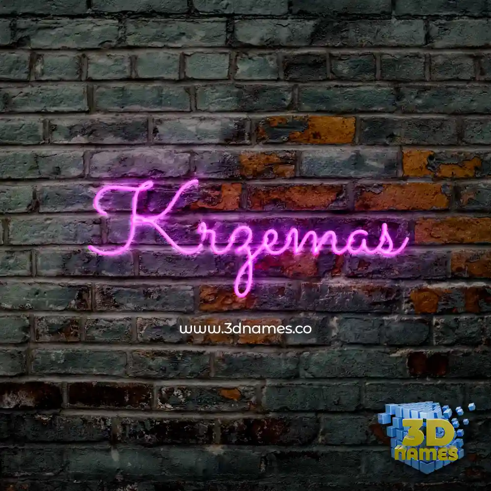 krzemas in Pink Neon style - 3D name wallpaper