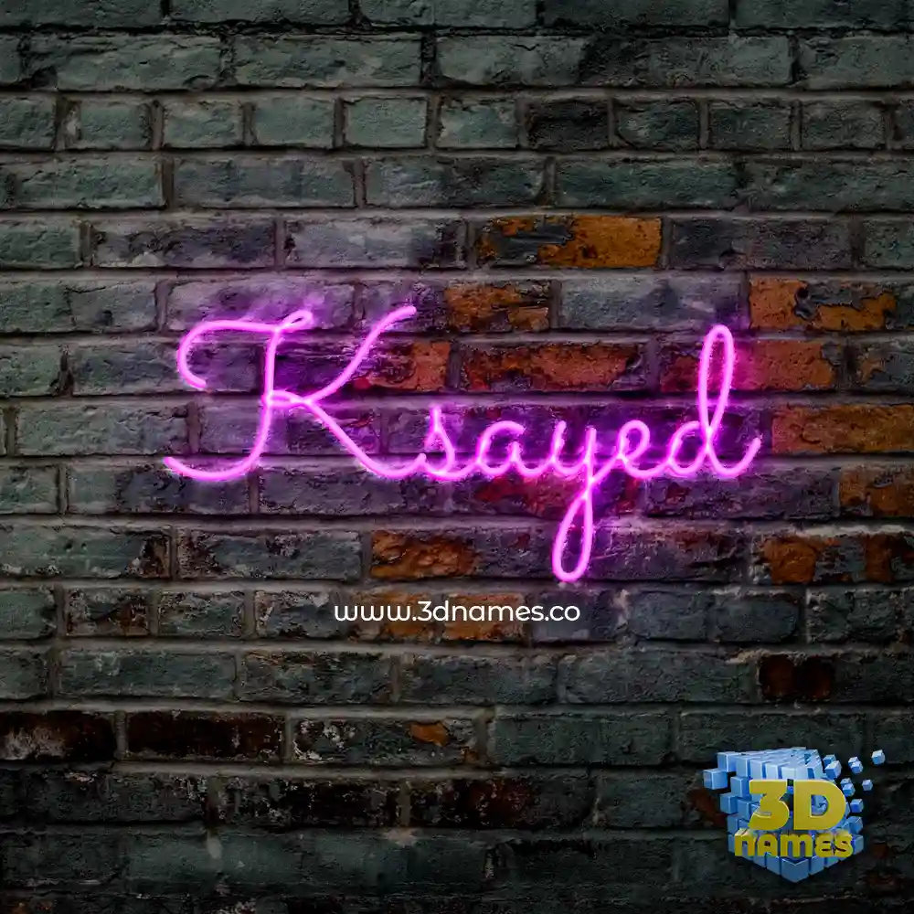 ksayed in Pink Neon style - 3D name wallpaper