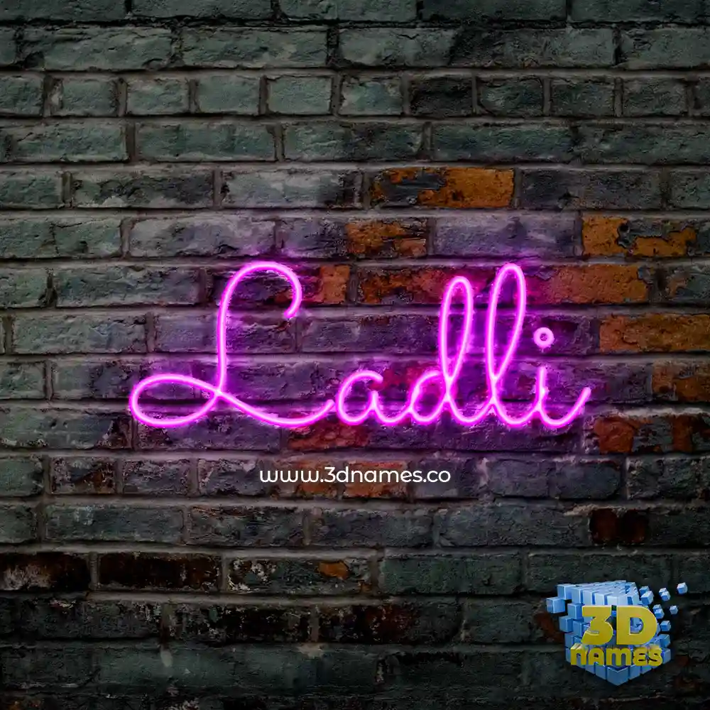 ladli in Pink Neon style - 3D name wallpaper