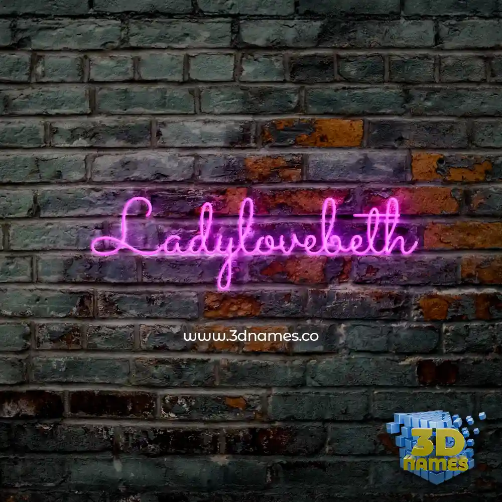 ladylovebeth in Pink Neon style - 3D name wallpaper