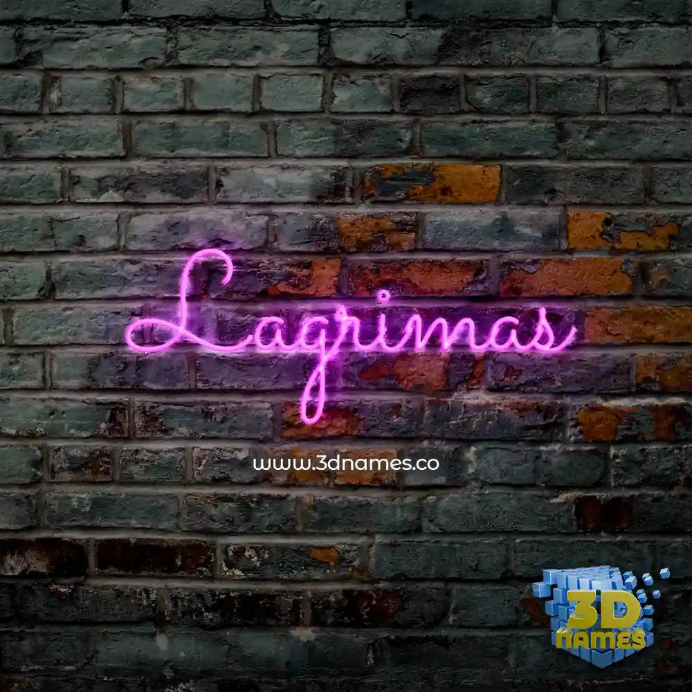 lagrimas in Pink Neon style - 3D name wallpaper