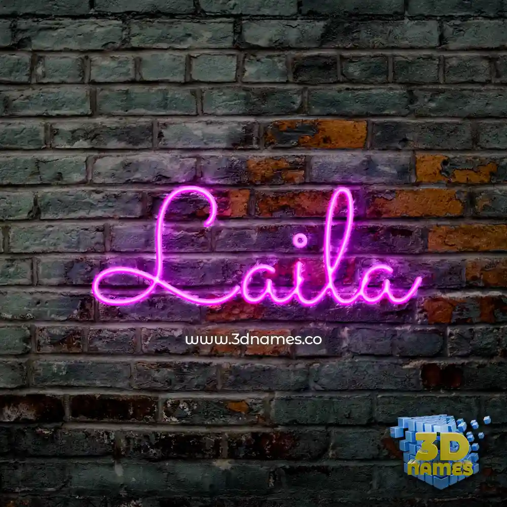 laila in Pink Neon style - 3D name wallpaper