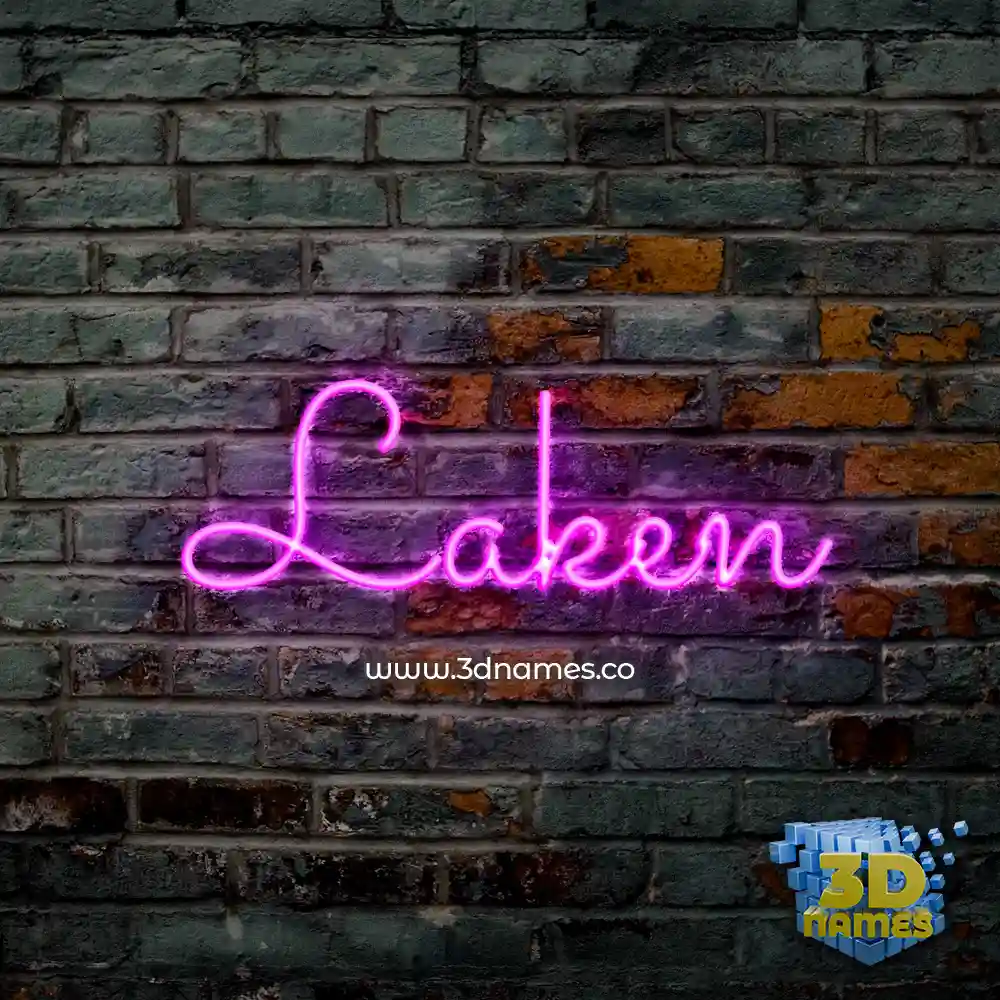 laken in Pink Neon style - 3D name wallpaper