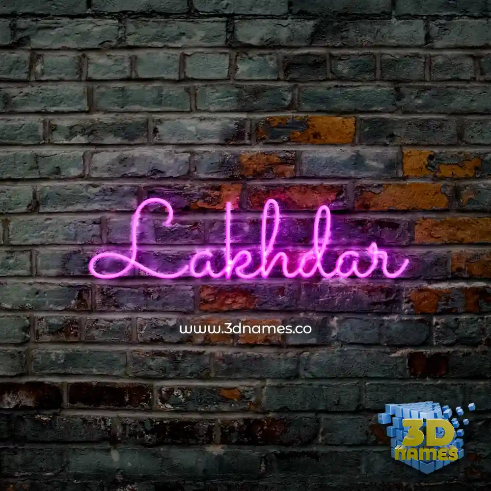 lakhdar in Pink Neon style - 3D name wallpaper