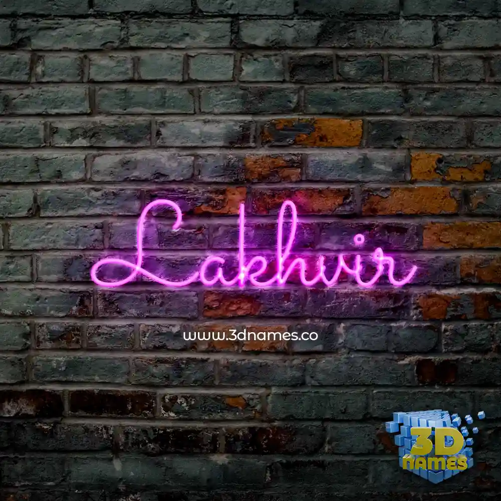lakhvir in Pink Neon style - 3D name wallpaper