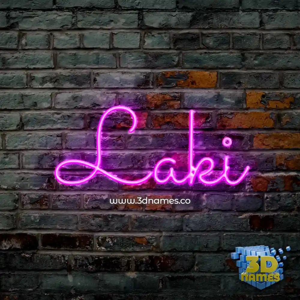 laki in Pink Neon style - 3D name wallpaper