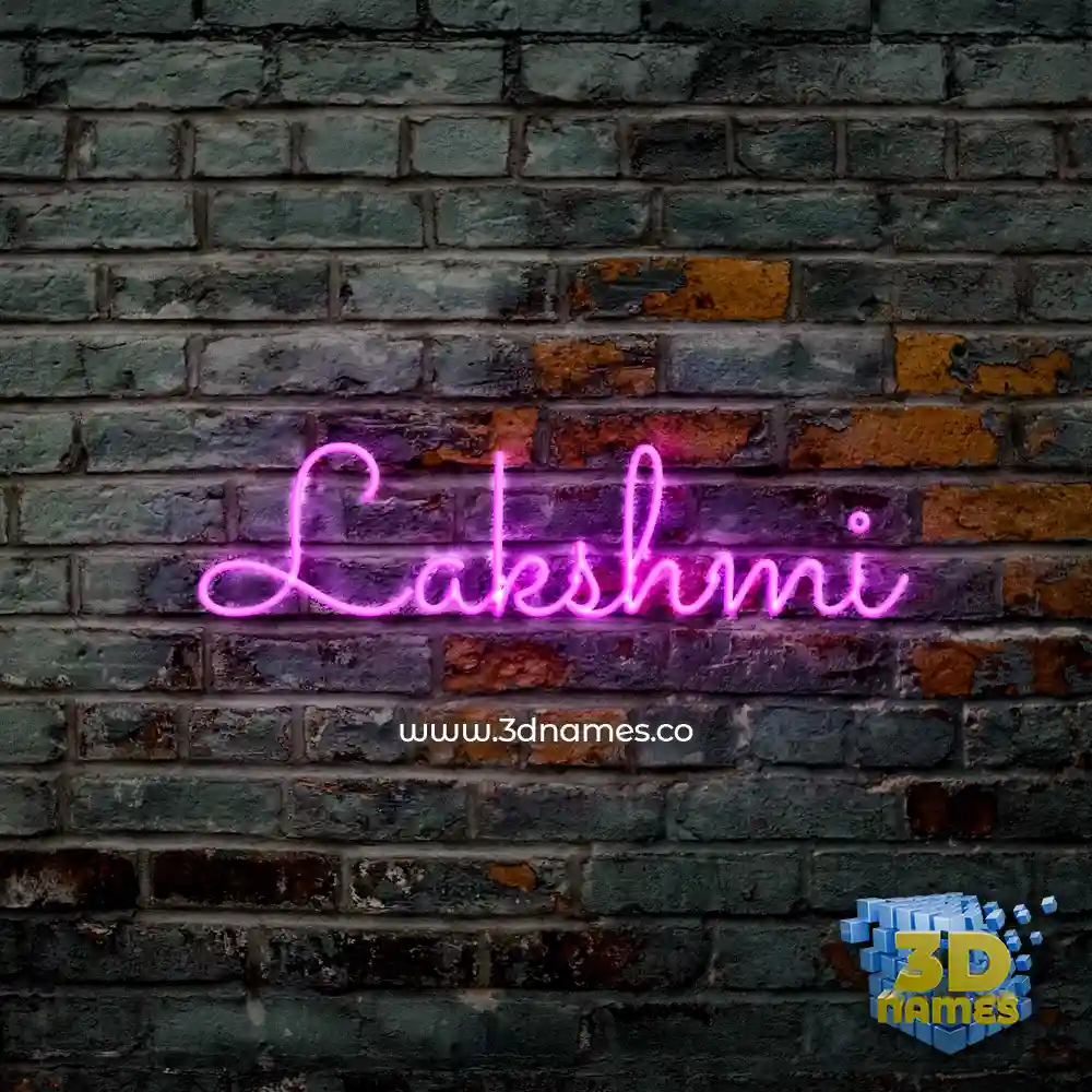 lakshmi in Pink Neon style - 3D name wallpaper