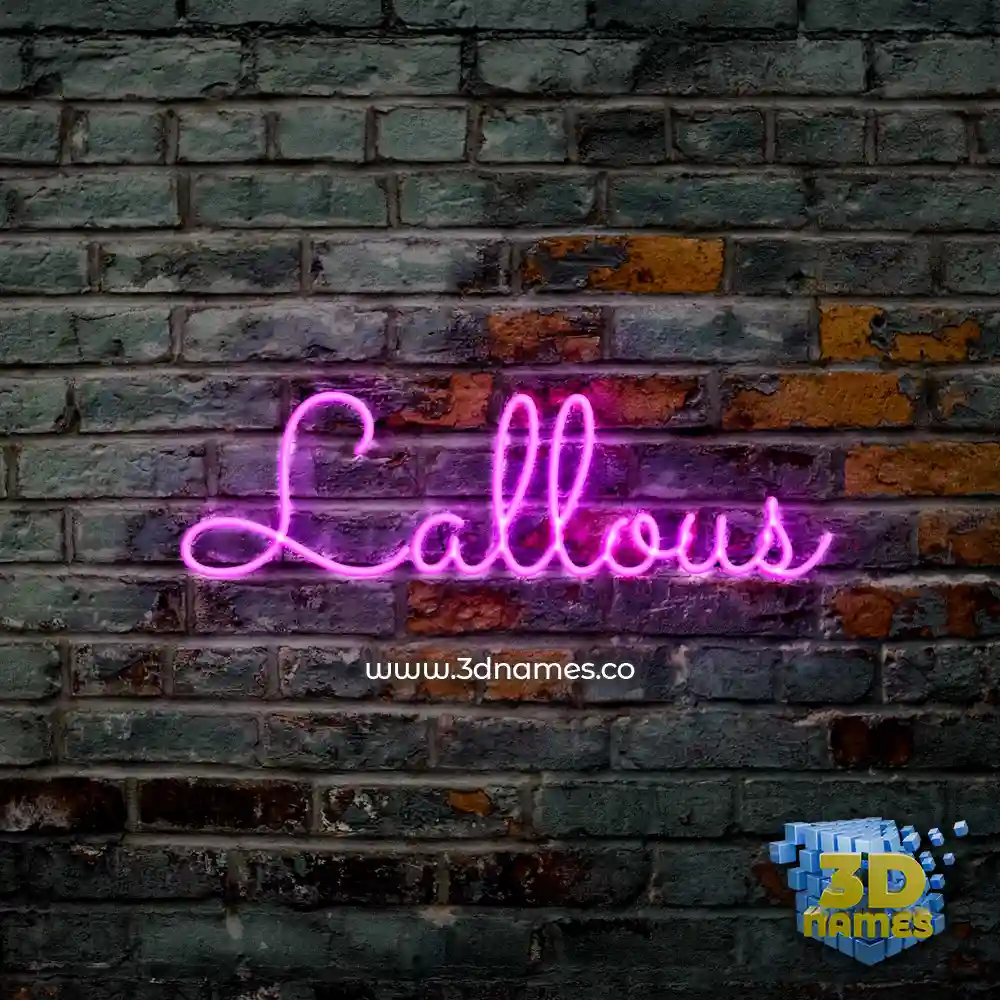 lallous in Pink Neon style - 3D name wallpaper