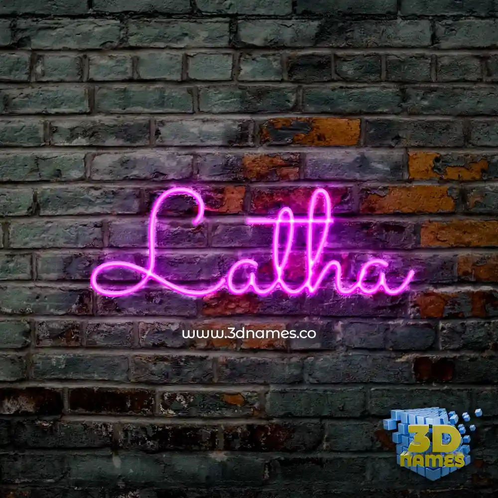 latha in Pink Neon style - 3D name wallpaper