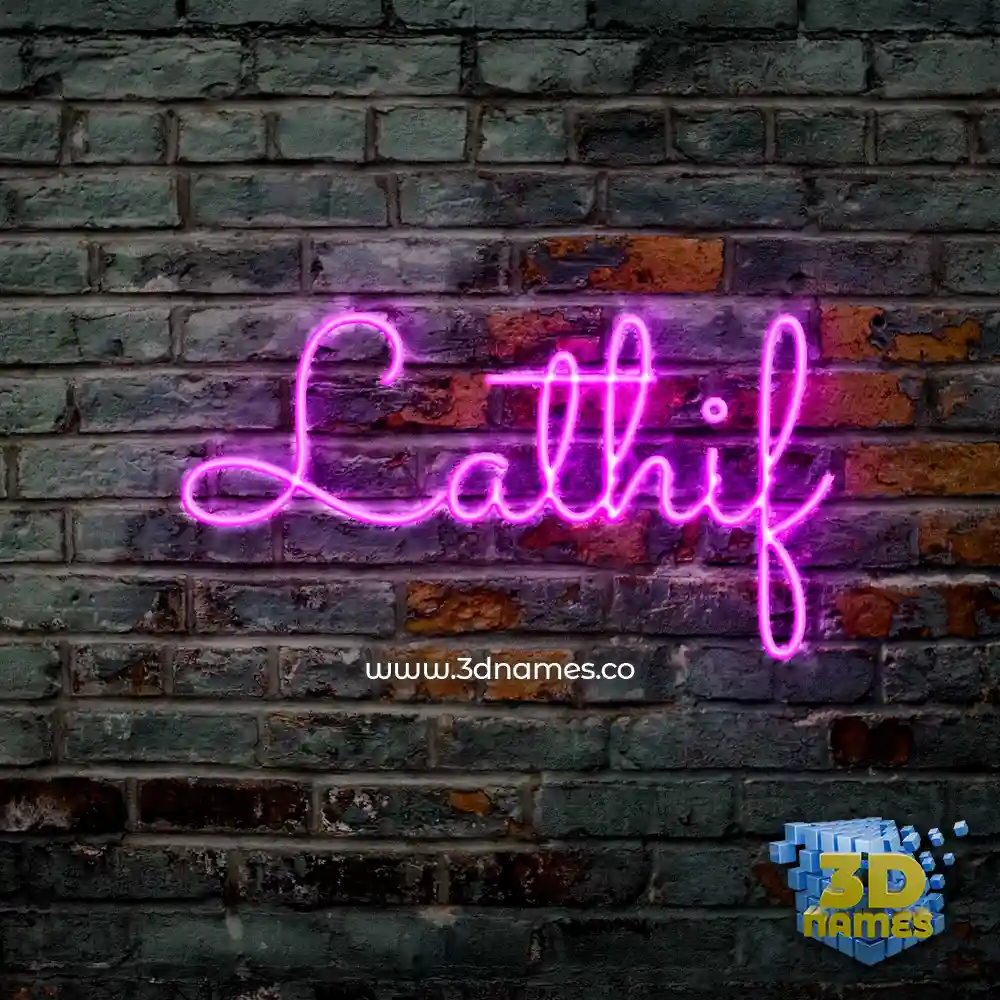 lathif in Pink Neon style - 3D name wallpaper