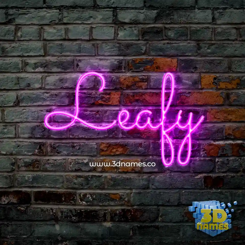 leafy in Pink Neon style - 3D name wallpaper