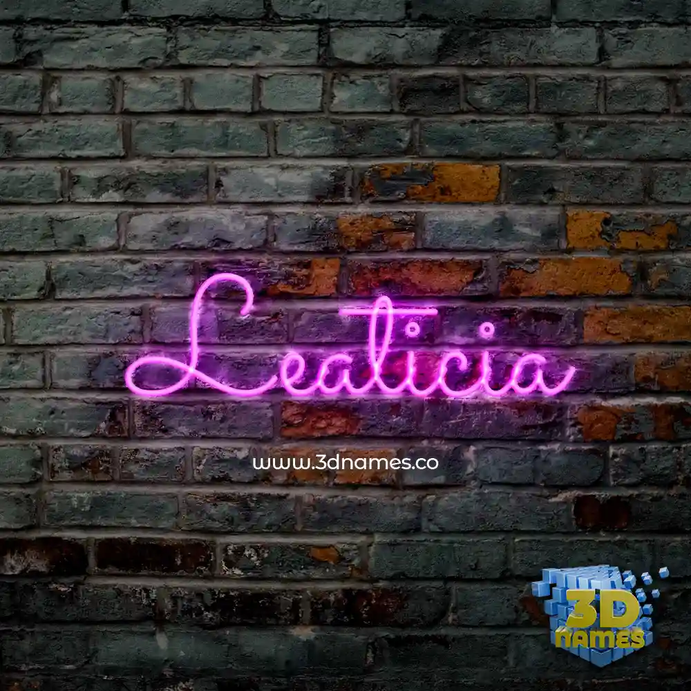 leaticia in Pink Neon style - 3D name wallpaper