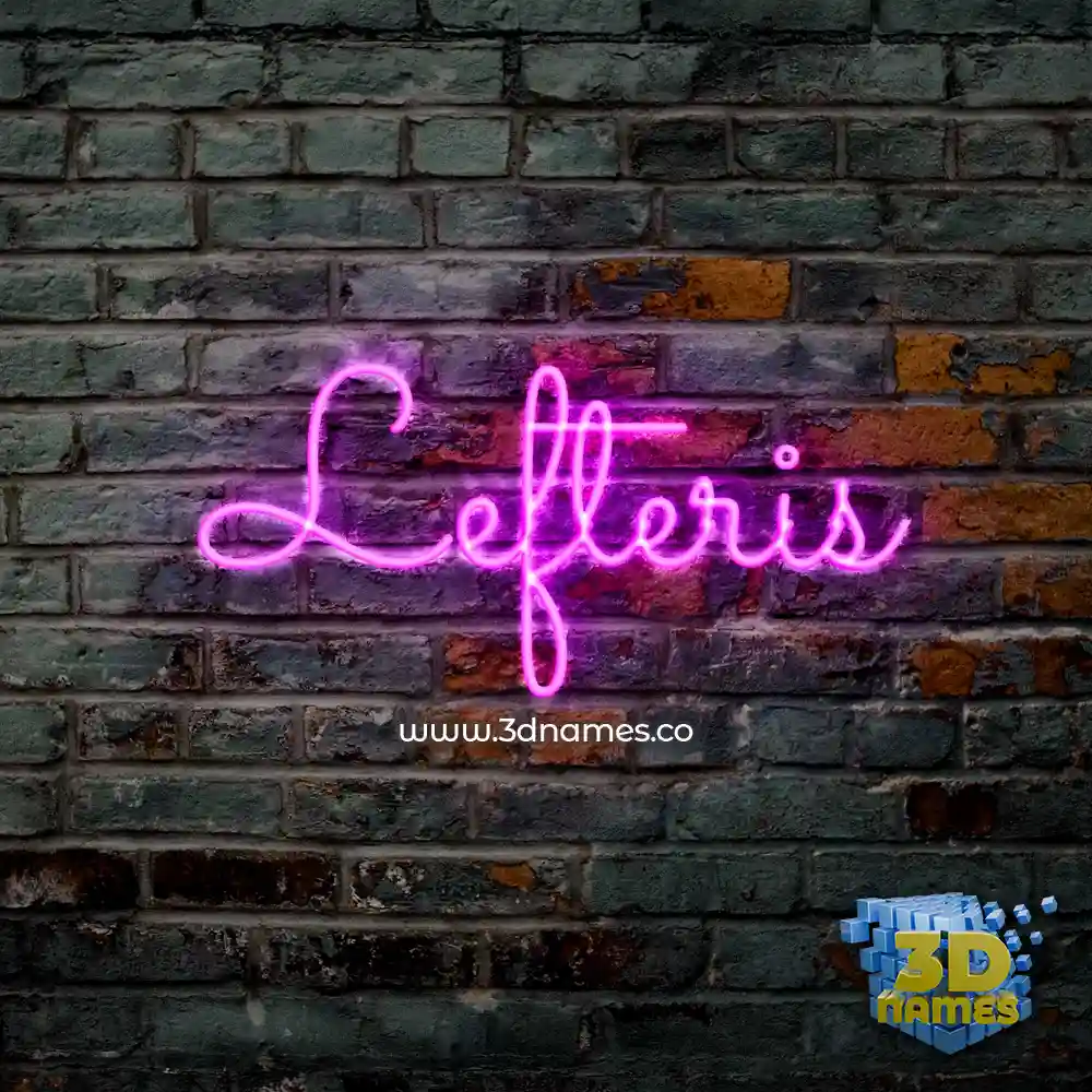 lefteris in Pink Neon style - 3D name wallpaper