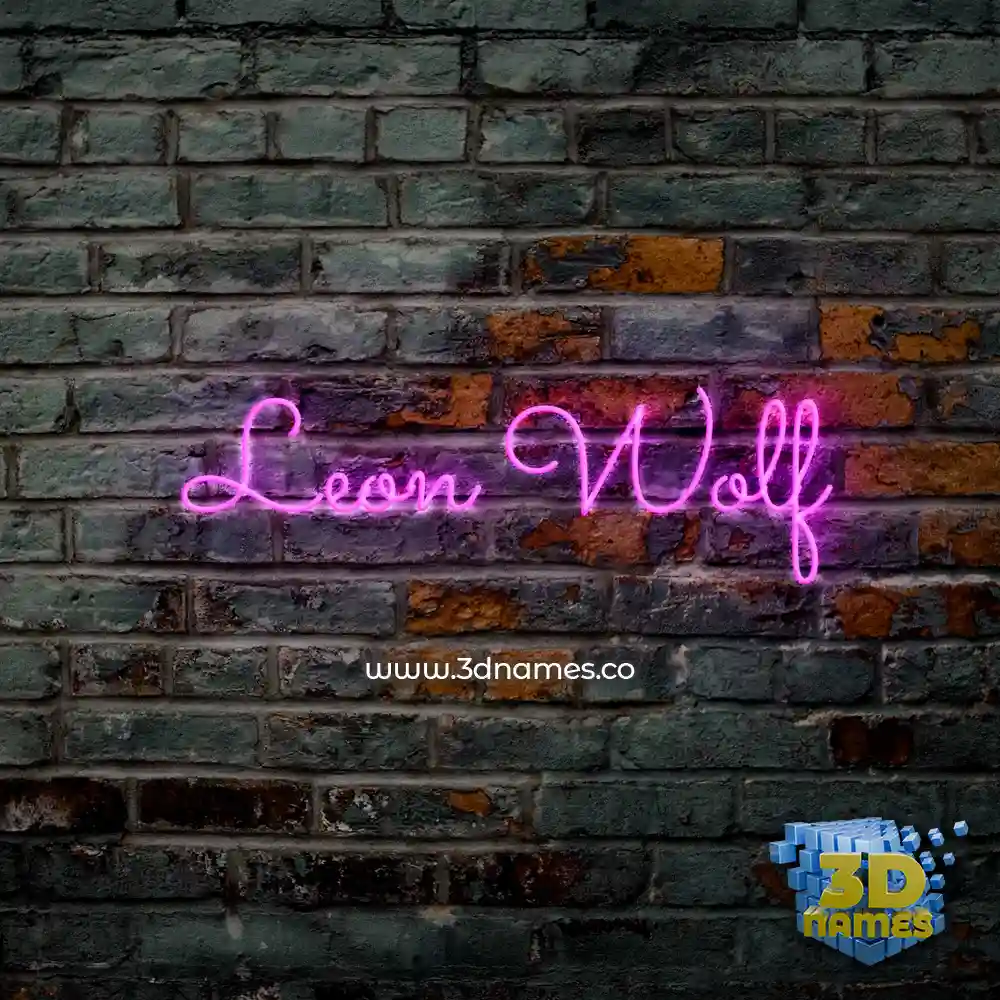 leon wolf in Pink Neon style - 3D name wallpaper