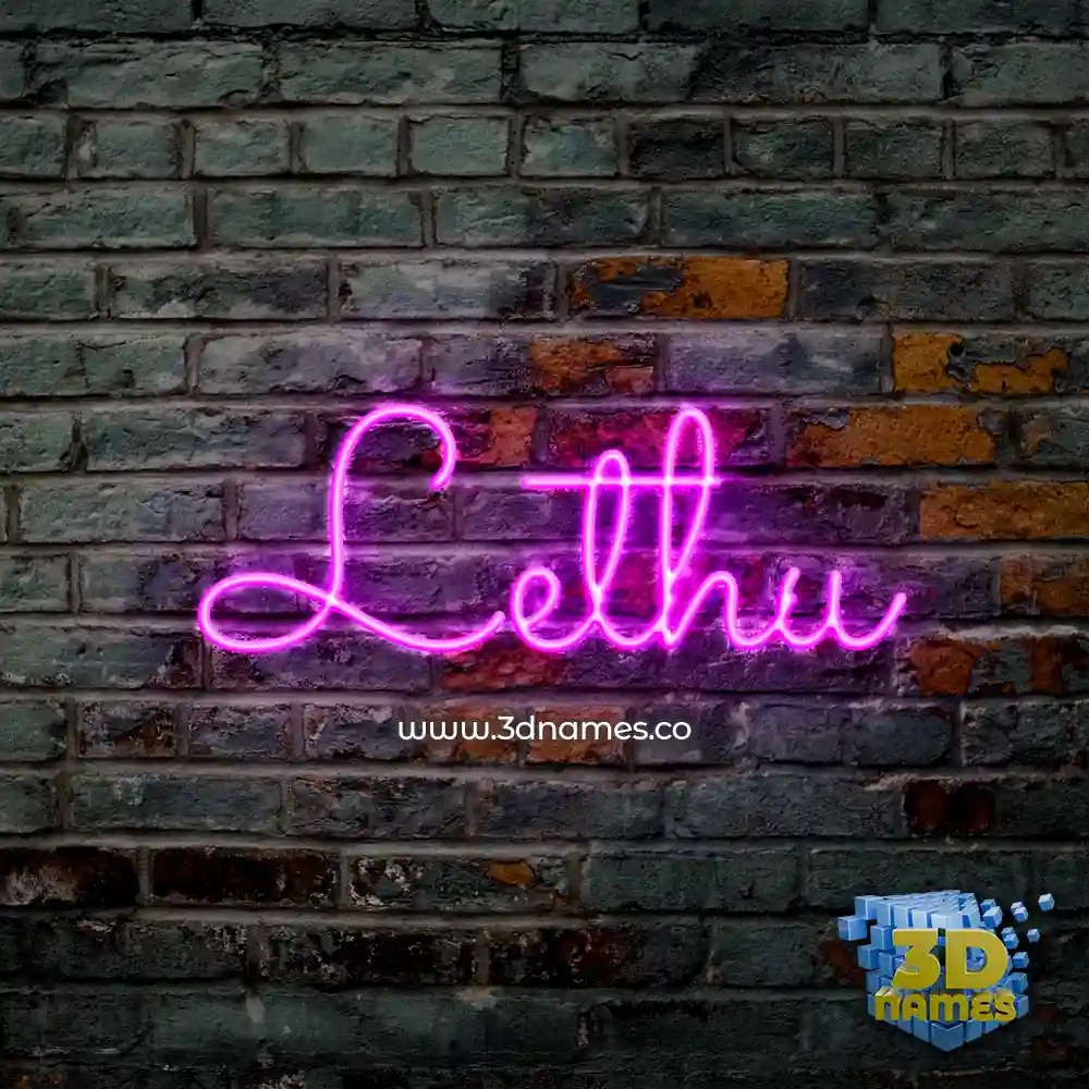 lethu in Pink Neon style - 3D name wallpaper