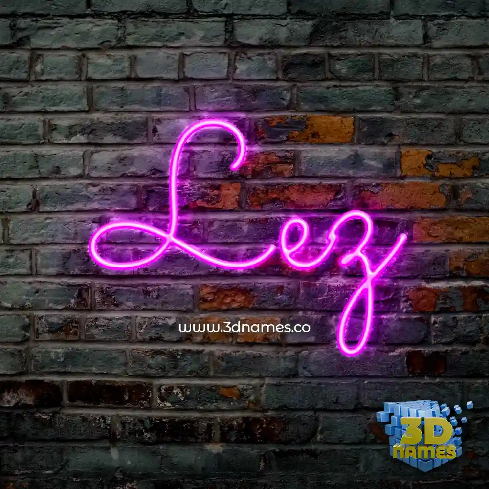 lez in Pink Neon style - 3D name wallpaper