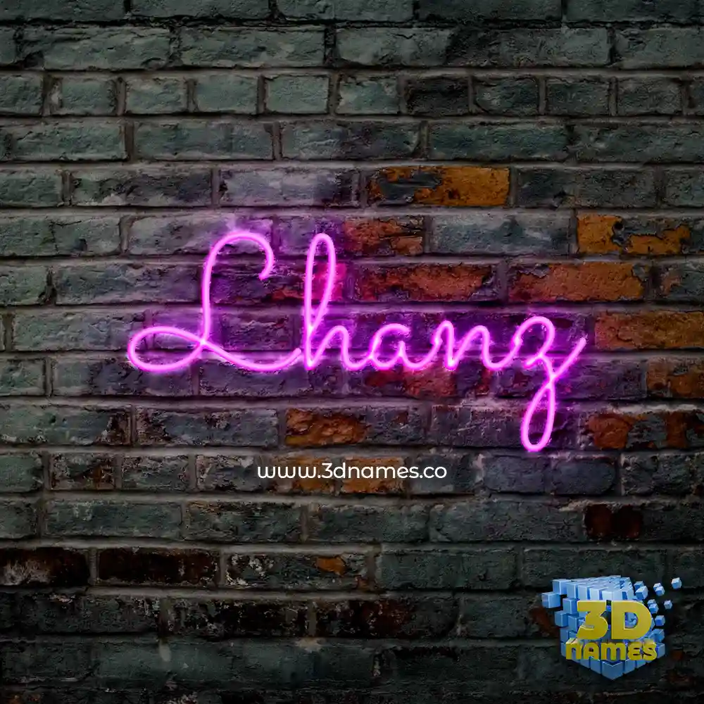 lhanz in Pink Neon style - 3D name wallpaper