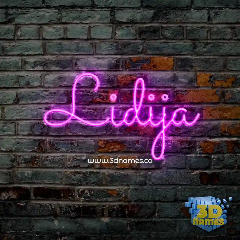 lidija in Pink Neon style - 3D name wallpaper