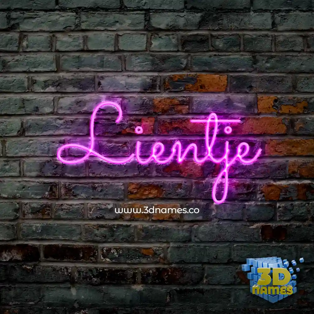 lientje in Pink Neon style - 3D name wallpaper