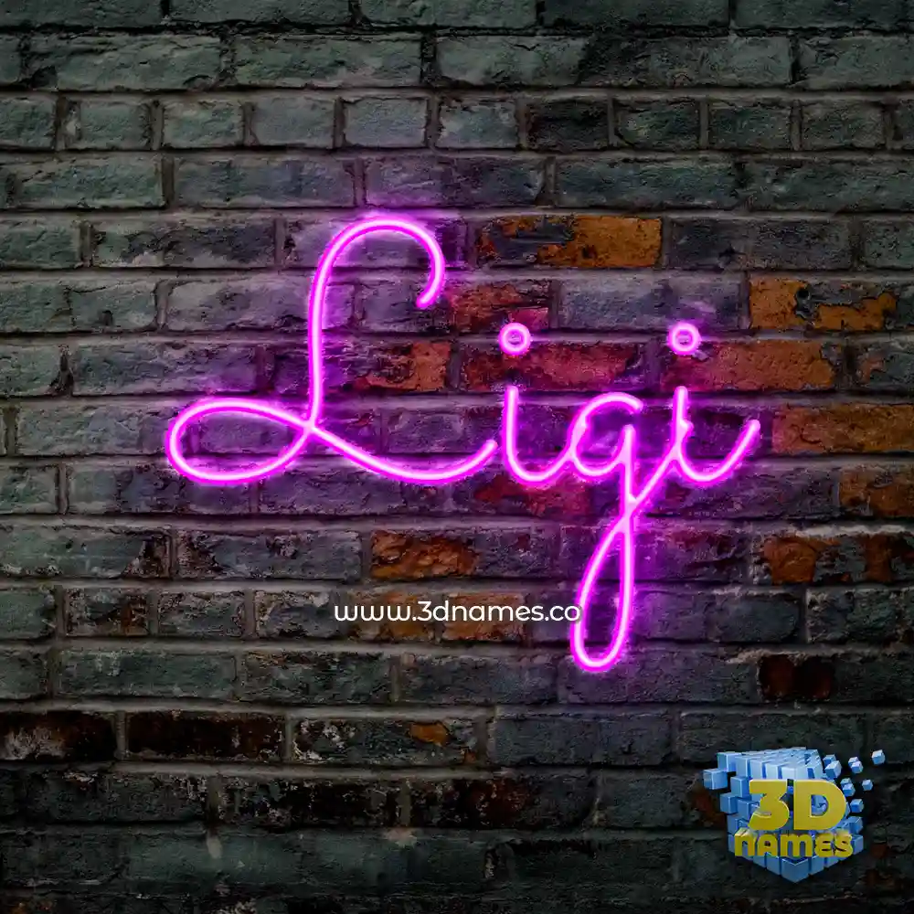 ligi in Pink Neon style - 3D name wallpaper