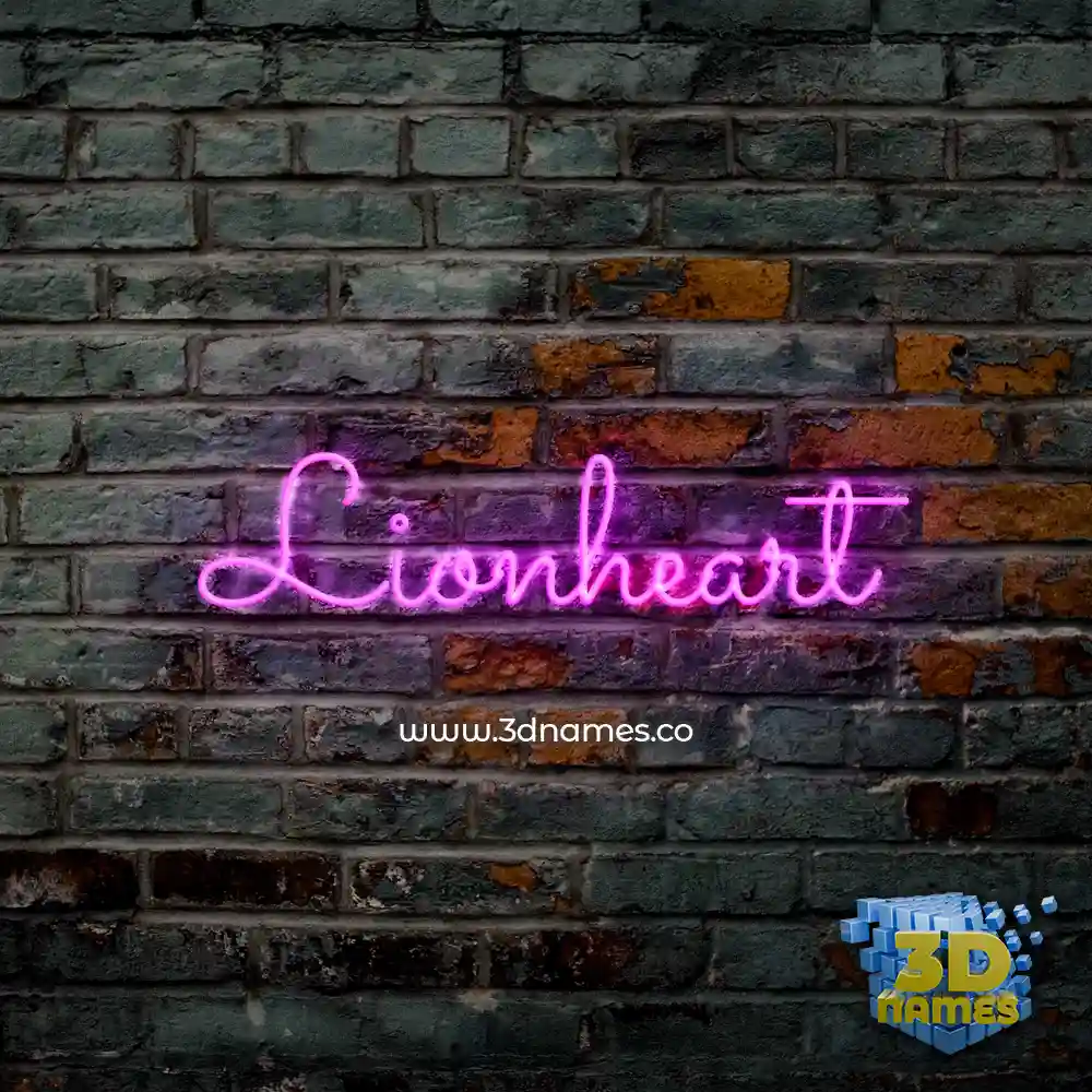 lionheart in Pink Neon style - 3D name wallpaper
