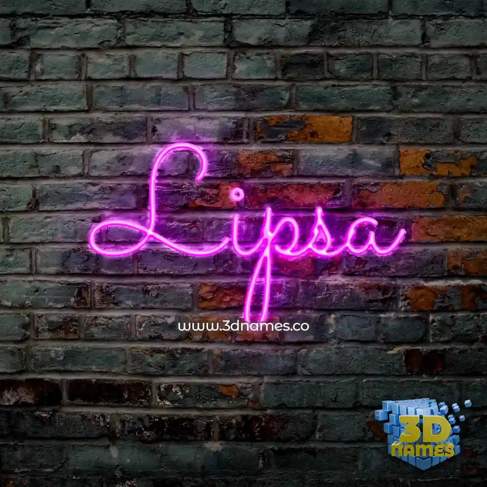 lipsa in Pink Neon style - 3D name wallpaper