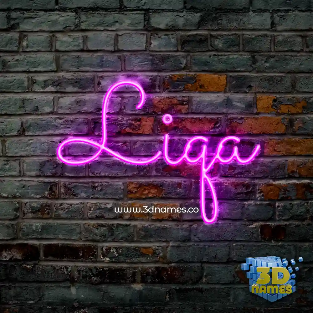 liqa in Pink Neon style - 3D name wallpaper